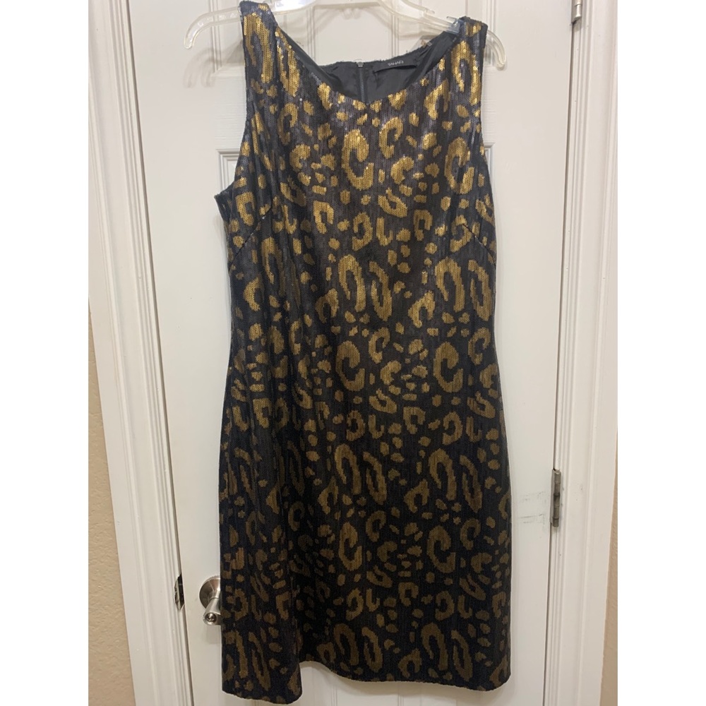 Tahari Black and Bronze Sequin Dress